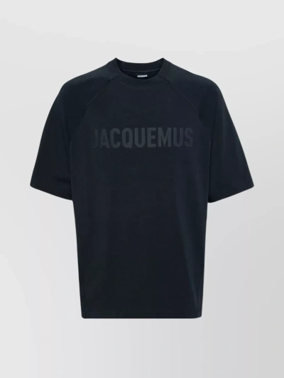 Jacquemus Typo Logo-print T-shirt In Dark Navy