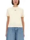Jacquemus Fitted Round Neck T-shirt With Logo Label In Beige In Neutral