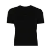Jacquemus Black Fitted T-shirt With Logo Patch In Stretch Cotton Woman