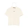 Jacquemus Gros Grain Crew Neck Cotton Blend Top In Neutral