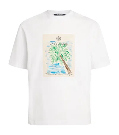 Jacquemus 'le T-shirt Marino' White Crewneck T-shirt With Maxi Print On The Front