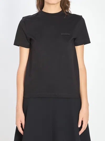 Jacquemus Womens Black Le T-shirt Grosgrain-logo Cotton-jersey T-shirt