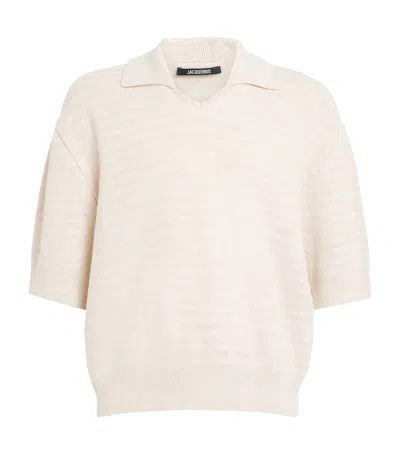 Jacquemus Cotton-silk Polo Shirt In Neutral