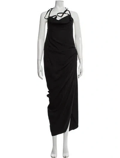 Pre-owned Jacquemus Cowl Neck Long Dress In Black