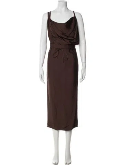 Pre-owned Jacquemus Cowl Neck Long Dress In Brown