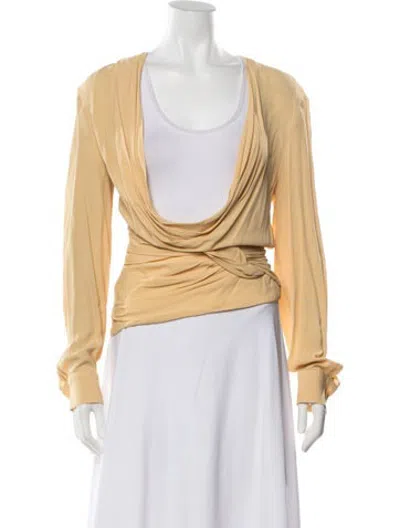 Pre-owned Jacquemus Cowl Neck Long Sleeve Blouse In Yellow