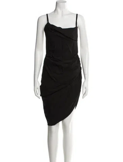Pre-owned Jacquemus Cowl Neck Midi Length Dress In Black