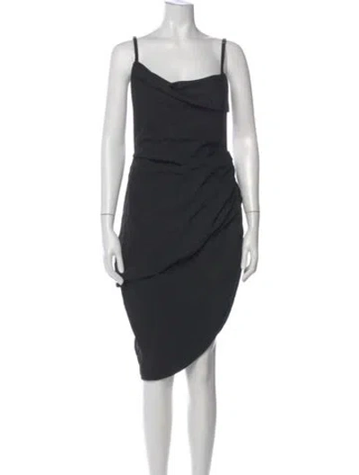 Pre-owned Jacquemus Cowl Neck Midi Length Dress In Black