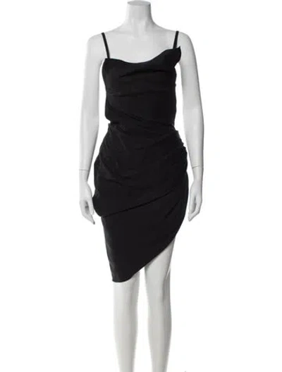 Pre-owned Jacquemus Cowl Neck Midi Length Dress In Black