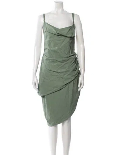 Pre-owned Jacquemus Cowl Neck Midi Length Dress In Green