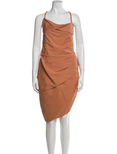 Pre-owned Jacquemus Cowl Neck Midi Length Dress In Neutral