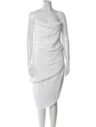 Pre-owned Jacquemus Cowl Neck Midi Length Dress In White