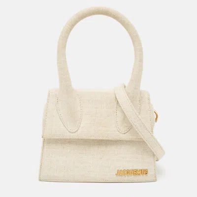 Pre-owned Jacquemus Cream Canvas Le Chiquito Top Handle Bag