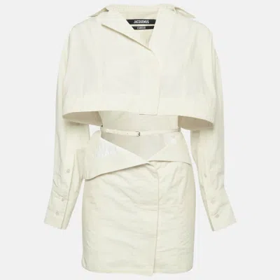 Pre-owned Jacquemus Cream Cotton Cut-out Detail L'amour Mini Dress Xs