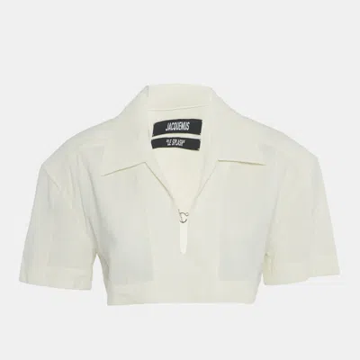 Pre-owned Jacquemus Cream Hemp & Cotton Le Splash Bebi Crop Top S In White