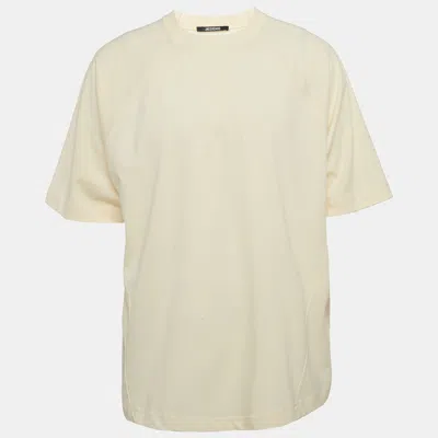 Pre-owned Jacquemus Cream Logo Print Cotton Raglan Sleeve T-shirt L