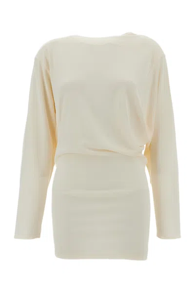 Jacquemus Cream Mistral Fluid Viscose Jersey Mini Dress In White