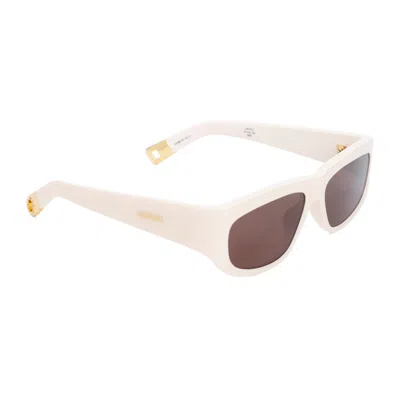 Jacquemus Cream Pilota Sunglasses In Neutrals