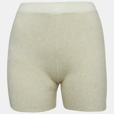 Jacquemus Cream Textured Rib Kit Shorts In White