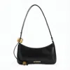 Jacquemus Crescent Black Leather Shoulder Bag In Black