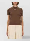 Jacquemus Crew Neck Box Cut Short Sleeve Top In Brown
