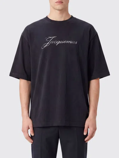 Jacquemus Crew Neck Cotton Blend T-shirt With Printed Contrast Logo In Multi