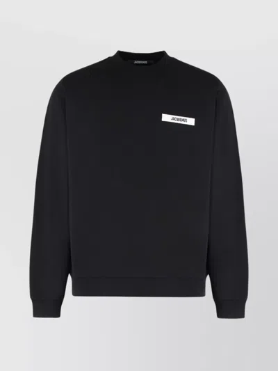JACQUEMUS CREW-NECK COTTON SWEATSHIRT RIBBED EDGES