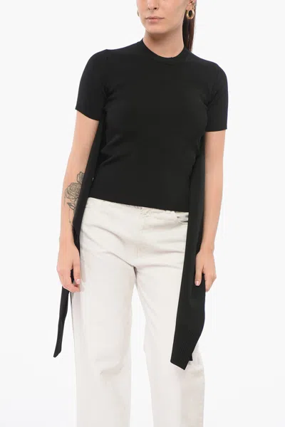 Jacquemus Crew Neck Le Haut Rica Sweater With Knotted Sleeves