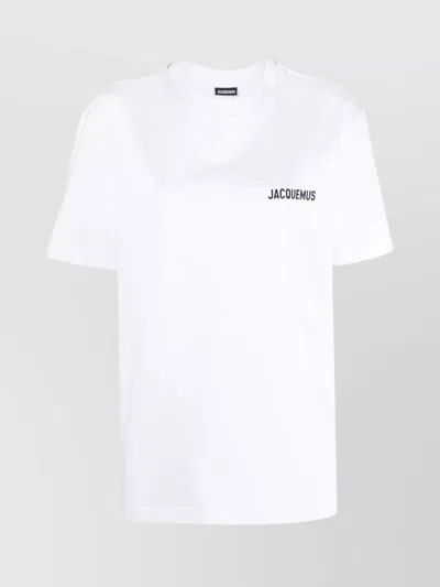 Jacquemus Crew Neck Logo-print Cotton T-shirt In White