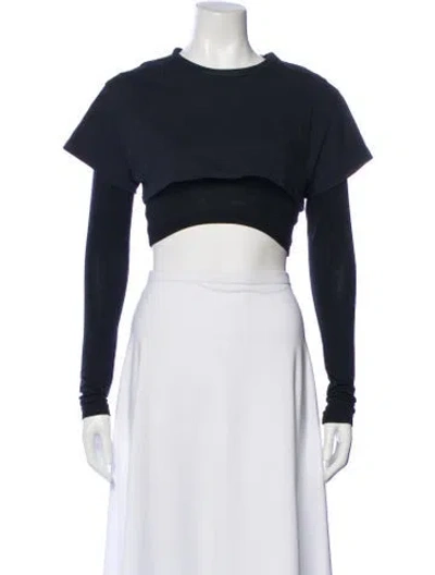 Pre-owned Jacquemus Crew Neck Long Sleeve Crop Top In Black