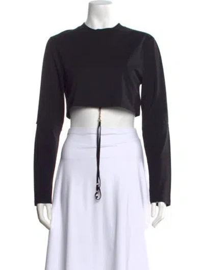 Pre-owned Jacquemus Crew Neck Long Sleeve Crop Top In Black