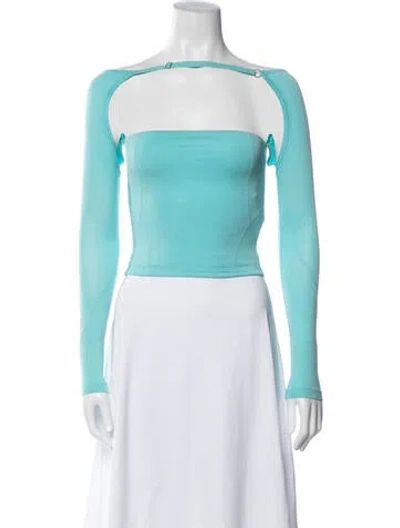 Pre-owned Jacquemus Crew Neck Long Sleeve Crop Top In Blue