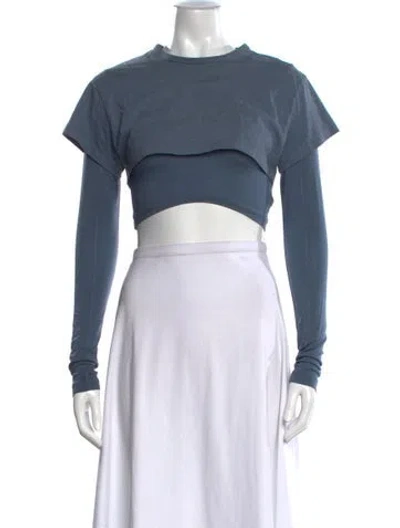Pre-owned Jacquemus Crew Neck Long Sleeve Crop Top In Blue