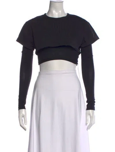Pre-owned Jacquemus Crew Neck Long Sleeve Crop Top In Blue