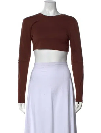 Pre-owned Jacquemus Crew Neck Long Sleeve Crop Top In Brown