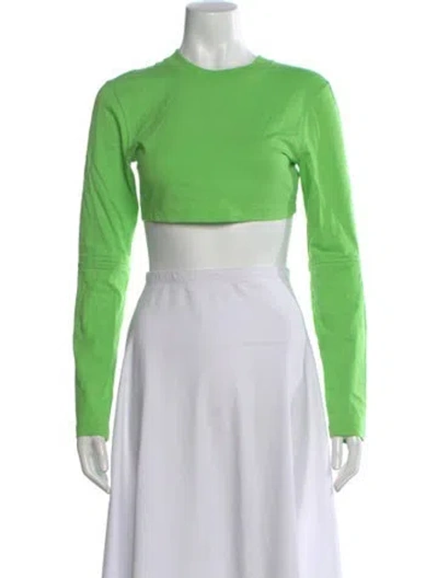 Pre-owned Jacquemus Crew Neck Long Sleeve Crop Top In Green