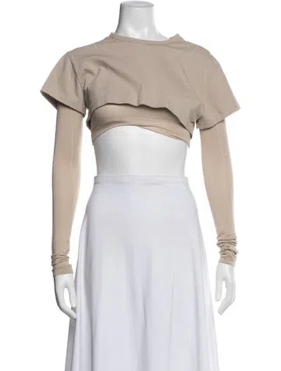 Pre-owned Jacquemus Crew Neck Long Sleeve Crop Top In Neutral