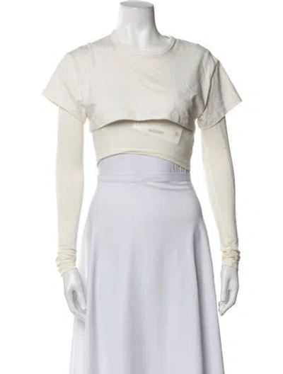 Pre-owned Jacquemus Crew Neck Long Sleeve Crop Top In Neutrals