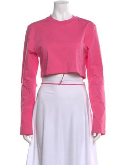 Pre-owned Jacquemus Crew Neck Long Sleeve Crop Top In Pink