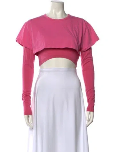 Pre-owned Jacquemus Crew Neck Long Sleeve Crop Top In Pink