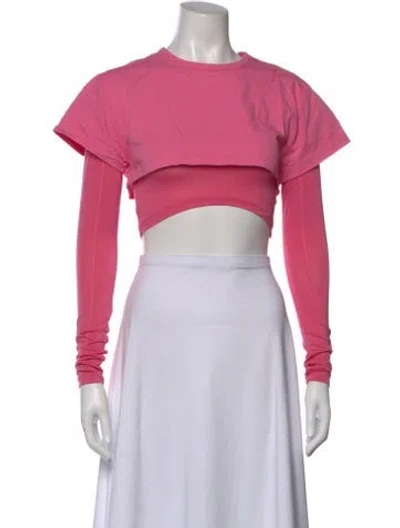 Pre-owned Jacquemus Crew Neck Long Sleeve Crop Top In Pink