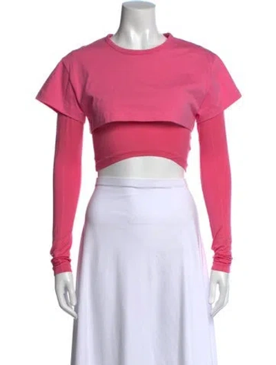 Pre-owned Jacquemus Crew Neck Long Sleeve Crop Top In Pink