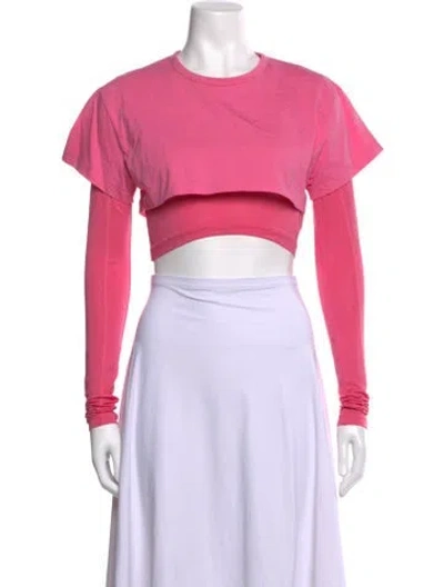 Pre-owned Jacquemus Crew Neck Long Sleeve Crop Top In Pink
