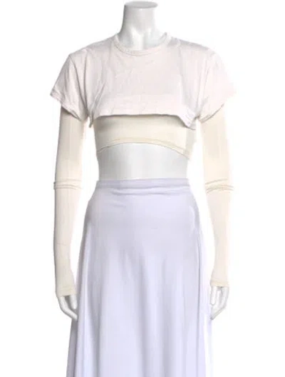 Pre-owned Jacquemus Crew Neck Long Sleeve Crop Top In White