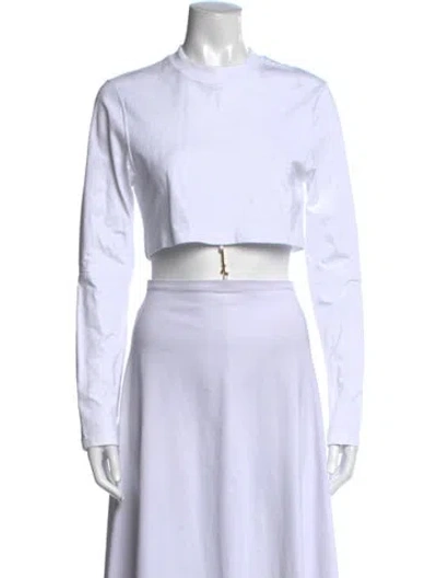 Pre-owned Jacquemus Crew Neck Long Sleeve Crop Top In White