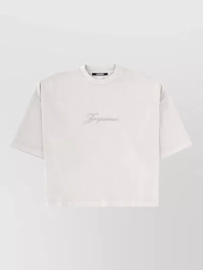 Jacquemus Crew Neck Oversized Short Sleeve Top In White