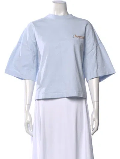Pre-owned Jacquemus Crew Neck Short Sleeve Crop Top In Blue