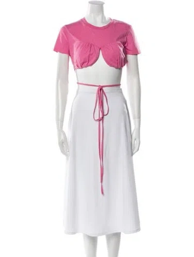 Pre-owned Jacquemus Crew Neck Short Sleeve Crop Top In Pink