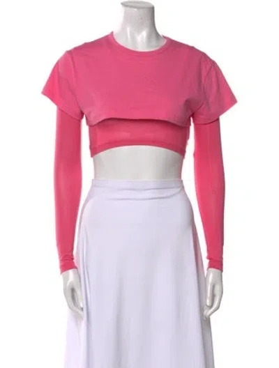Pre-owned Jacquemus Crew Neck Short Sleeve Crop Top In Pink
