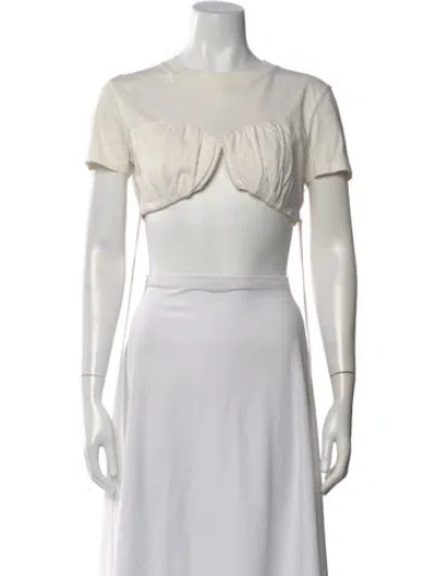 Pre-owned Jacquemus Crew Neck Short Sleeve Crop Top In White
